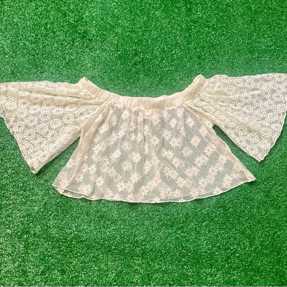 Ivory Lace Bell Sleeve Blouse